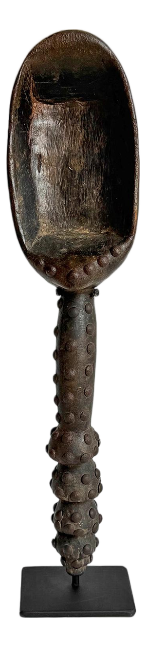 Vintage Dan Ivory Coast African Wood Spoon on Stand