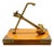 Vintage Mid-Century Brass Anchor Sculpture on Campaign Wooden Base, 1960s For Sale