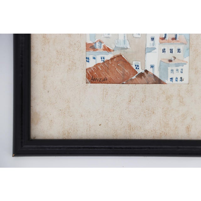 Rustic European 1950s Portuguese Watercolor Depicting the Church of Santo Estevão, Alfama, Lisbon For Sale - Image 3 of 9