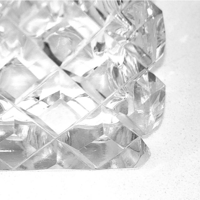 Diamond Cut Crystal Squared Lidded Condiments Honey Mustard Salt Pepper Spice Jars - A Pair For Sale - Image 9 of 9