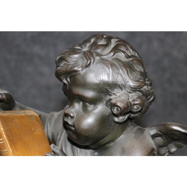 French Louis XV Style Figural Gilt Metal and Marble Clock Set For Sale - Image 12 of 15