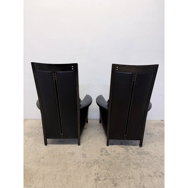 Umberto Asnago Black Leather Peggy Lounge Chairs for Georgetti, 1990s - A Pair For Sale In Miami - Image 6 of 18