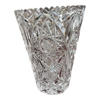 Antique American Brilliant Cut Glass Vase For Sale