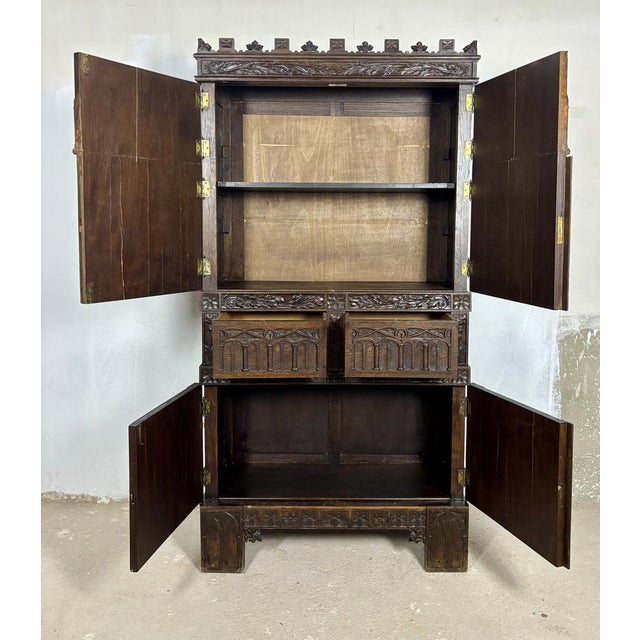 Gothic Revival Oak Cabinet, Early 20th Century For Sale - Image 12 of 15