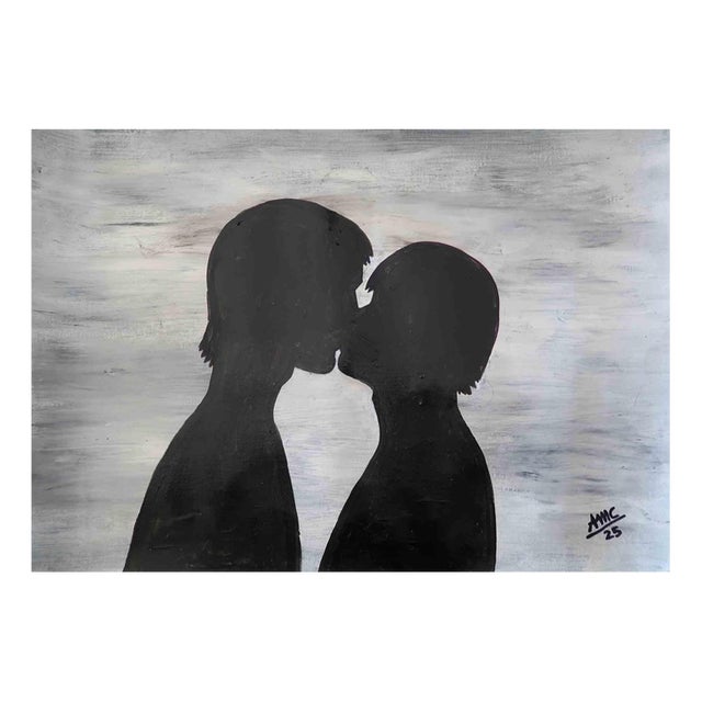 Anna Maria Caboni, Two Male Figures, Acrylic Painting, 2025 For Sale