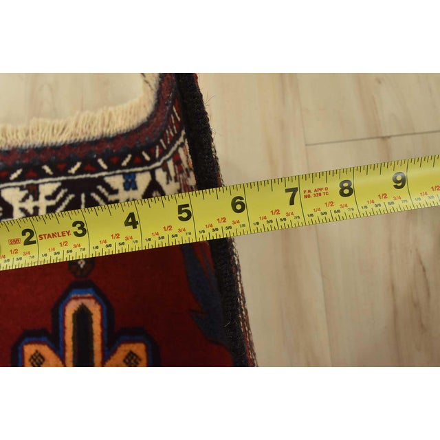 Textile Baloch Rug 2’11” X 5’1′ Red Wool Vintage Tribal Hand-Knotted Oriental Carpet For Sale - Image 7 of 9