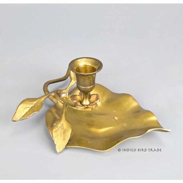 Vintage Solid Brass Leaf Candlestick Holder This lovely candle holder is made from solid brass and features leaf design....