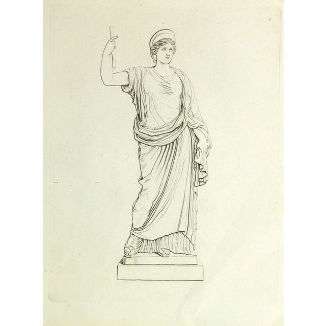 Mid 19th Century Antique Italian Copper Engraving - Female Statue For Sale - Image 5 of 5