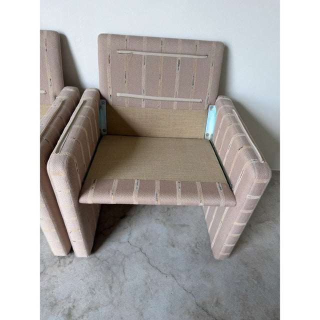 1980s Italian Postmodern Fully Upholstered Lounge Chairs on Casters – A Pair For Sale - Image 9 of 15