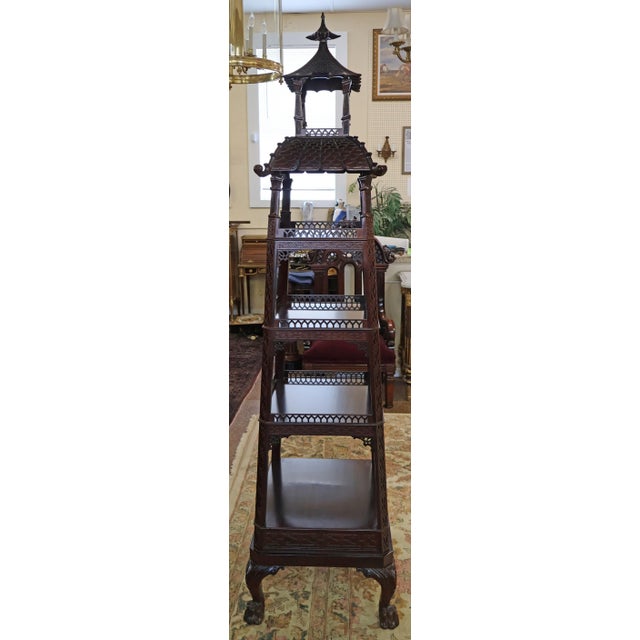 Wood Kindel Varney & Sons Chinese Chippendale Etagere Pagoda Vitrine For Sale - Image 7 of 18