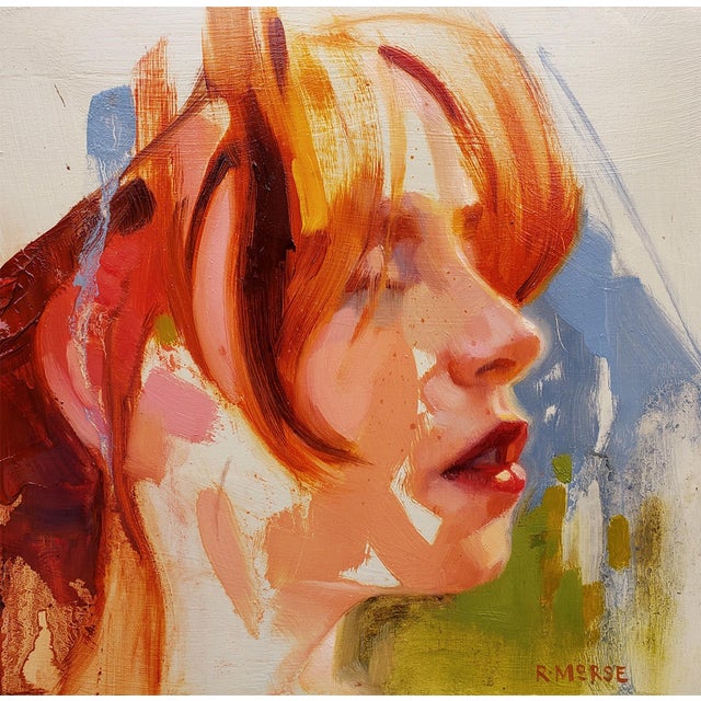 Dreaming by Ryan Morse | Oil on panel Portrait of a woman with red hair in profile. For Sale
