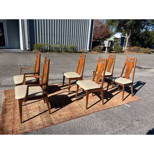 Wood 1960s Young Manufacturing Mid Century Walnut Dining Chairs - Set of 6 For Sale - Image 7 of 9