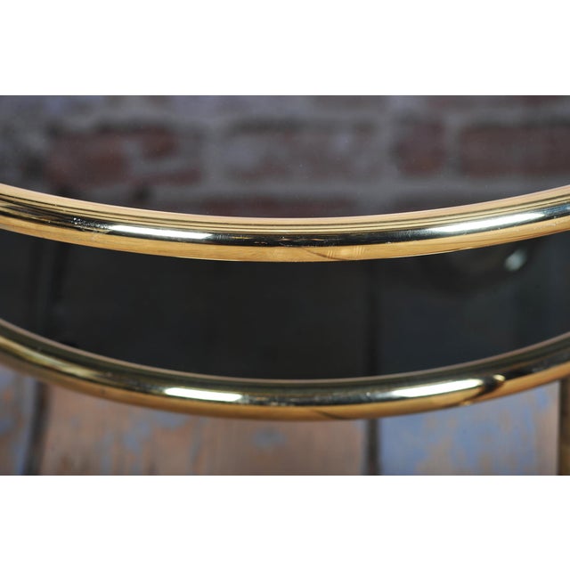 Bauhaus Small Czech Bauhaus Table in Brass and Black Glass, 1950s For Sale - Image 3 of 9