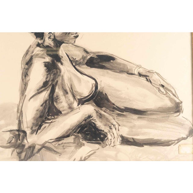 Evelyne Luez, Baoulé Woman, 1960, Ink Wash, Framed For Sale - Image 4 of 7