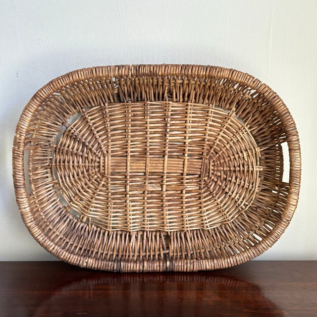 Rustic European Rustic European Wicker Tray For Sale - Image 3 of 11