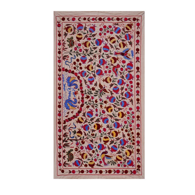 Vintage Suzani from Samarkand, circa 1900s. Dimension; 40.9'' x 73" inches / 104 x 185 cm / 3'5'' x 6'1'' Material: Finely...