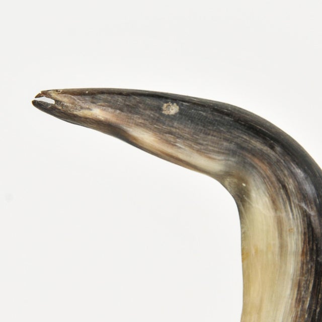 Native American Vintage Carved Horn Crane Sculpture For Sale - Image 3 of 17