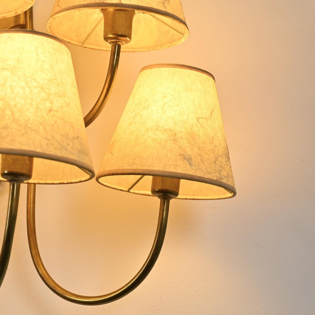 Metal Brass 9-Arm Wall Light, France, 1950s For Sale - Image 7 of 17