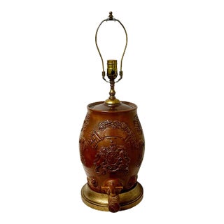 19th Century Antique English Redware Pottery Jug as a Table Lamp For Sale