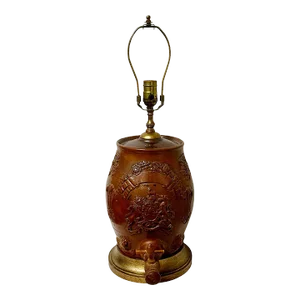 19th Century Antique English Redware Pottery Jug as a Table Lamp