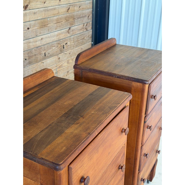 A wonderful pair of vintage four-drawer chests by Chattahoochee Furniture Co., dating to the mid-20th century. Simple,...