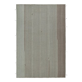 Rug & Kilim’s Contemporary Custom Kilim in Blue With Gray Stripes For Sale