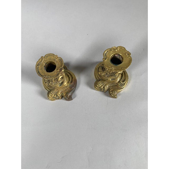 19th Century Rococo Louis XV Style Gilt Bronze Candlesticks, 19th Century For Sale - Image 5 of 7
