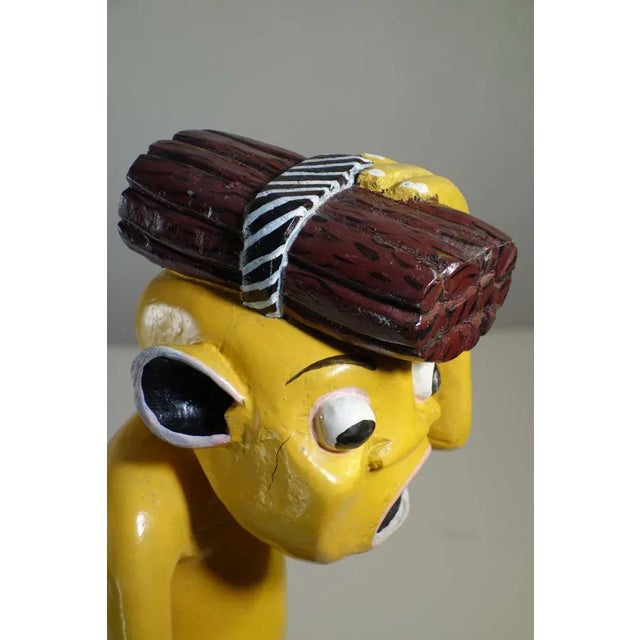 George Lilanga, Yellow Figure, 2000s, Wood & Enamel Paint For Sale - Image 6 of 12