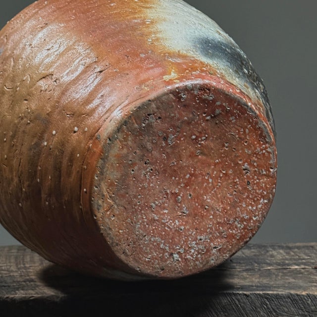 Antique Large Japanese Shigaraki Natural Ash Stoneware Vessel, Signed For Sale - Image 10 of 12