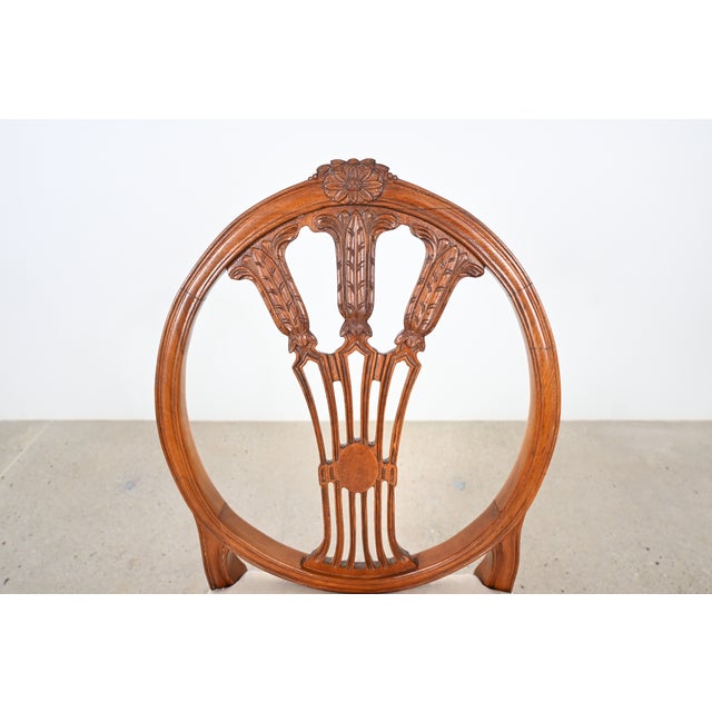 Elegant Set of Six Hepplewhite-Style Carved Dining Chairs With Oval Backrests For Sale - Image 14 of 16