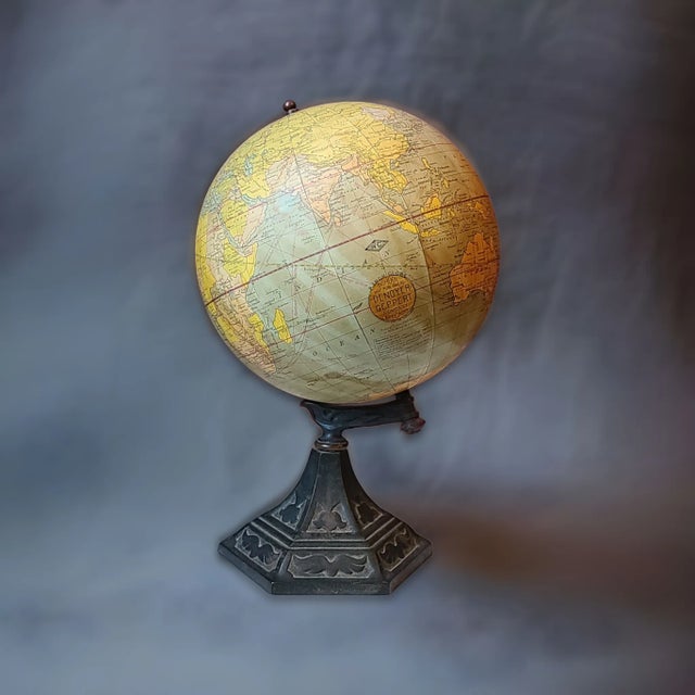 Traditional 1930's Webber Costello Globe on Cast Iron Stand For Sale - Image 3 of 3