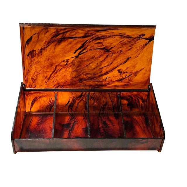 Mid-Century Modern 1950s Mid Century Faux Tortoiseshell Lucite Box For Sale - Image 3 of 7