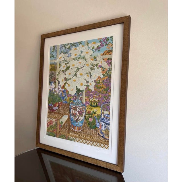Chinoiserie Late 20th Century John Powell “Cottage Garden” Signed Limited Edition Serigraph, Professionally Custom Framed For Sale - Image 3 of 12