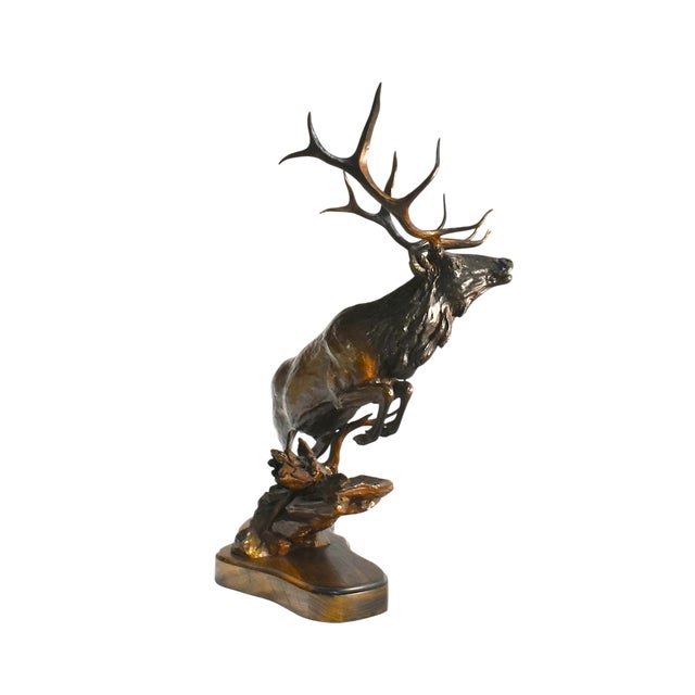 Bronze James Stafford "Flight" Bronze Elk Sculpture For Sale - Image 8 of 11