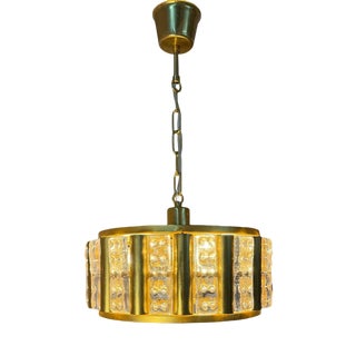 Brass and Glass Pendant Lamp by Carl Fagerlund for Orrefors For Sale