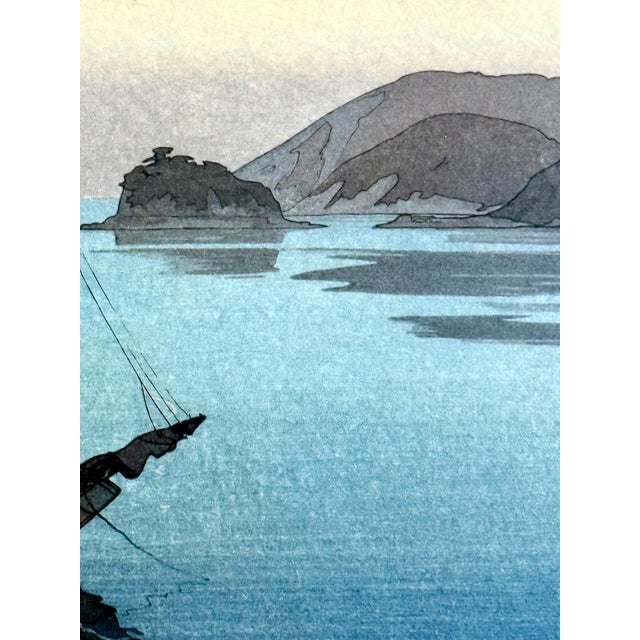 Black Framed Japanese Woodblock Print Yoshida Hiroshi Three Little Islands For Sale - Image 8 of 14
