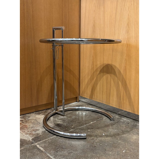 Contemporary Eileen Gray’s 1960s MCM Steel & Glass Adjustable Table E 1027 For Sale - Image 3 of 11