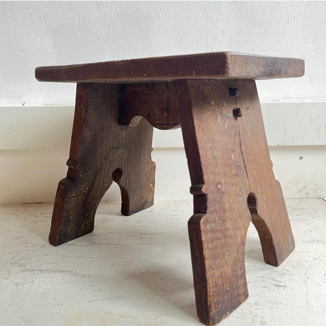 1920s Rustic Oak Stool, 1920s For Sale - Image 5 of 17