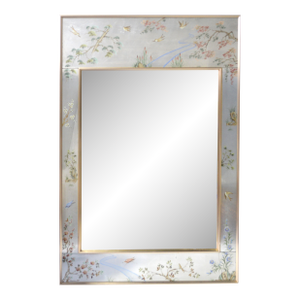 Mid Century LaBarge Silver Leaf Eglomise Mirror Artist Signed