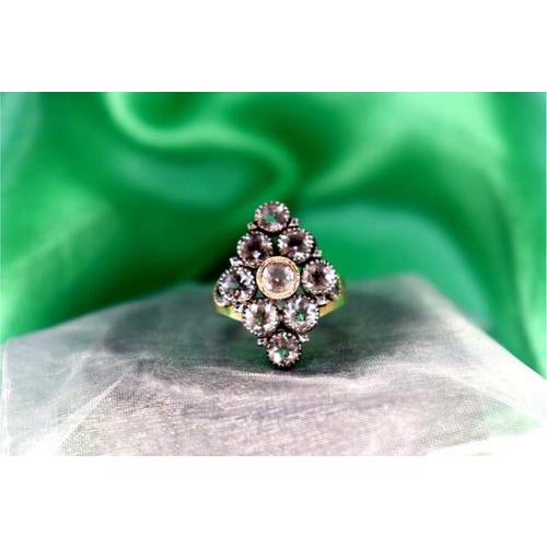 Gold and Silver Ring with Inlaid Zirconias For Sale - Image 4 of 8