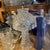 Vintage lead crystal table lamp featuring a distinctive diamond-cut pattern on both the base and the mushroom-shaped...