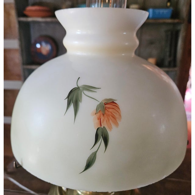 Gold Late 19th Century Bradley and Hubbard Lamp With Original Hand Painted Shade For Sale - Image 8 of 17
