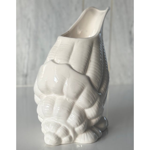 Hollywood Regency White Ceramic Sea Shell. Ase For Sale - Image 3 of 10