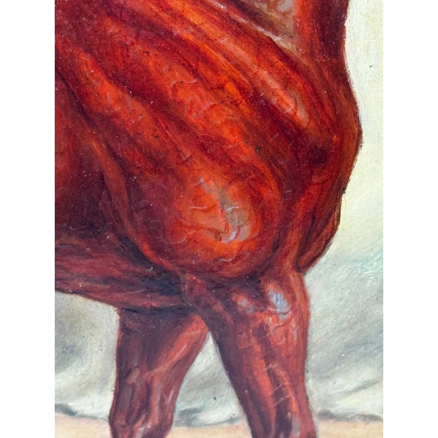 Chestnut Circa Early 1900 English Victorian Oil Painting Purebred Red Chestnut Arab Horse in Bombay Stables I For Sale - Image 8 of 11