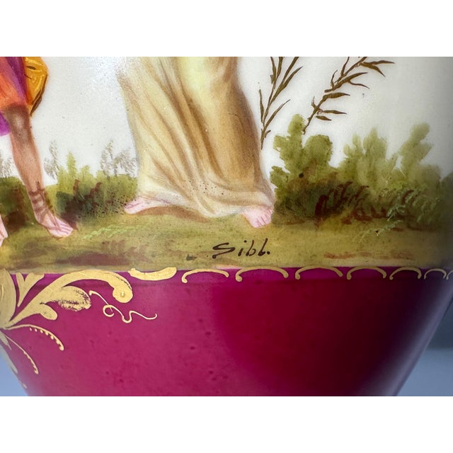 White Antique Royal Vienna Hand Painted Vase: Neoclassical Sacrifice Scene For Sale - Image 8 of 10