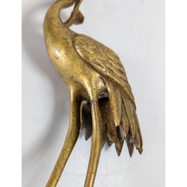 19th Century American Chinoiserie Brass Standing Crane Incense Holder for Mantle For Sale - Image 13 of 14