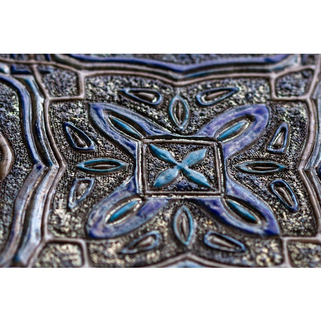Raku Ceramic Wall Sculpture Intertwining Flowers and Geometries by Stefania Zoppellaro For Sale - Image 9 of 13