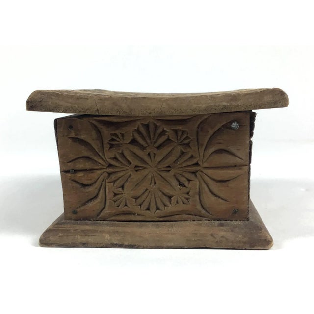 American Antique American Pioneer Chip Carved Wood Box For Sale - Image 3 of 13