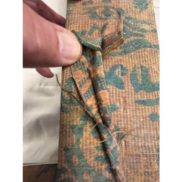 Textile Custom Silk Jacquard Roman Shades & Upholstered Cornices (Pair), Attributed to Old World Weavers / Scalamandré, 63" W × 80" H For Sale - Image 7 of 9