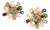 Bochic "Orient" Vintage Retro Multi Gem Burst Earrings Set 18K Gold & Silver For Sale